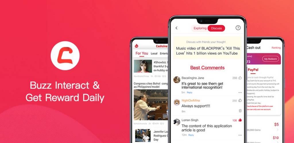 Ứng dụng đọc báo Cashzine.